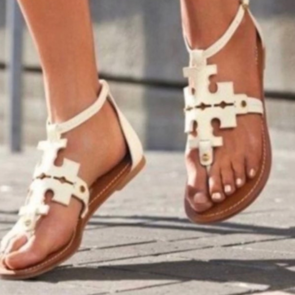 Tory Burch Cream and Tan Sandals